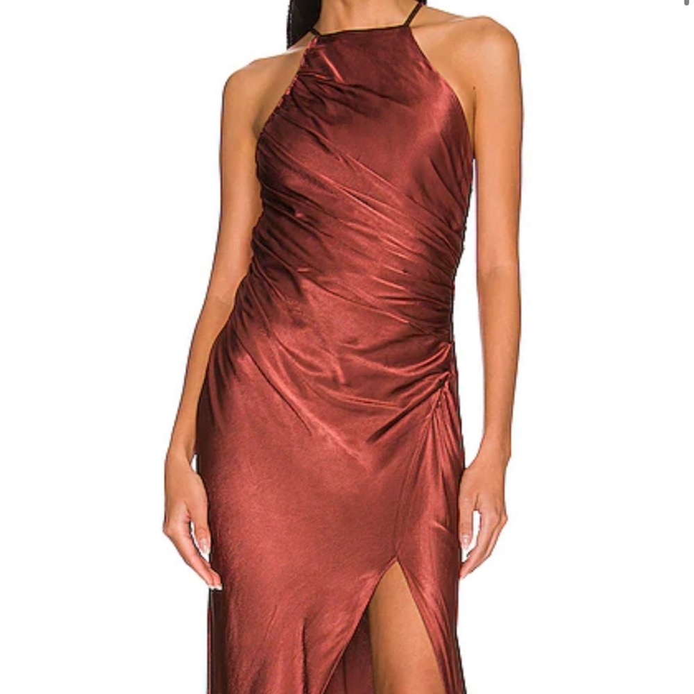 Shona Joy Thalia Gathered Square Neck Bias Midi Dress